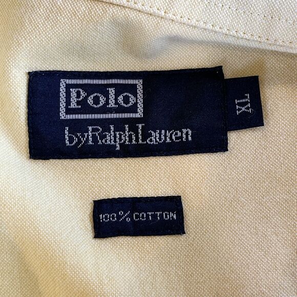 Polo Ralph Lauren Light Yellow Button Front Shirt Short Slv XL Preppy Classic - Picture 3 of 5
